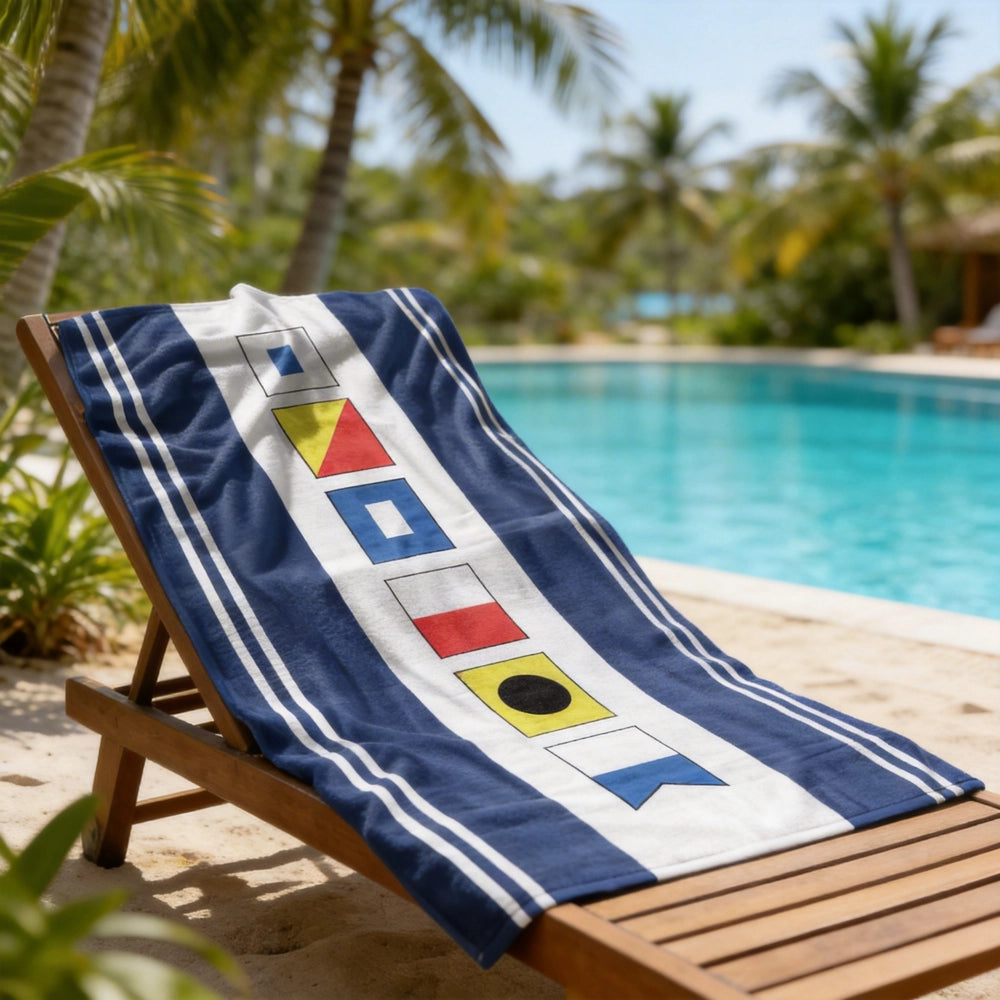 Nautical Signal Flag Beach Towel for Adults - Summer Beach Essentials Beachwear MagicInPrints