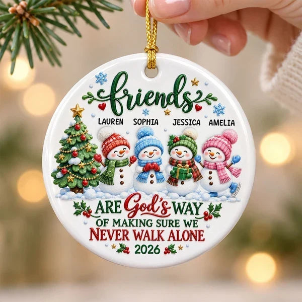 Personalized Snowman Ceramic Ornament Gift for Best Friend Christmas
