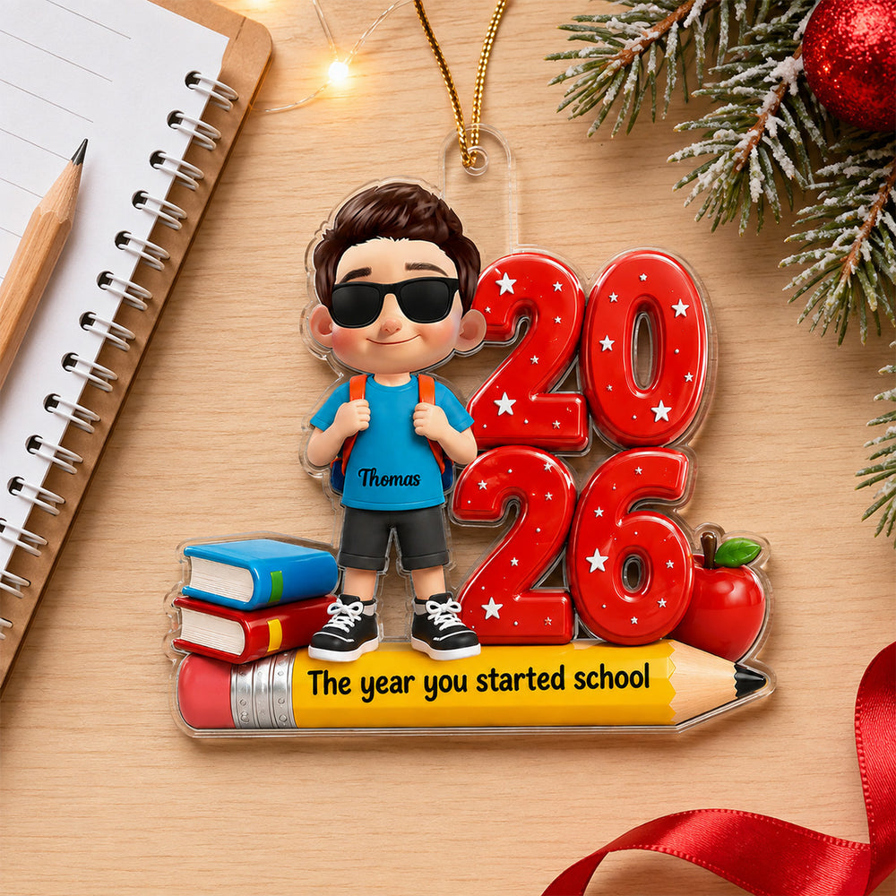 Personalized Acrylic Ornament The Year You Started School Gift for Family
