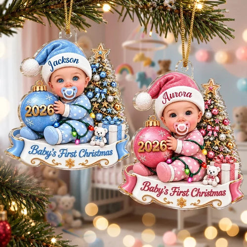 Personalized Acrylic Ornament First Christmas Gift for New Parents