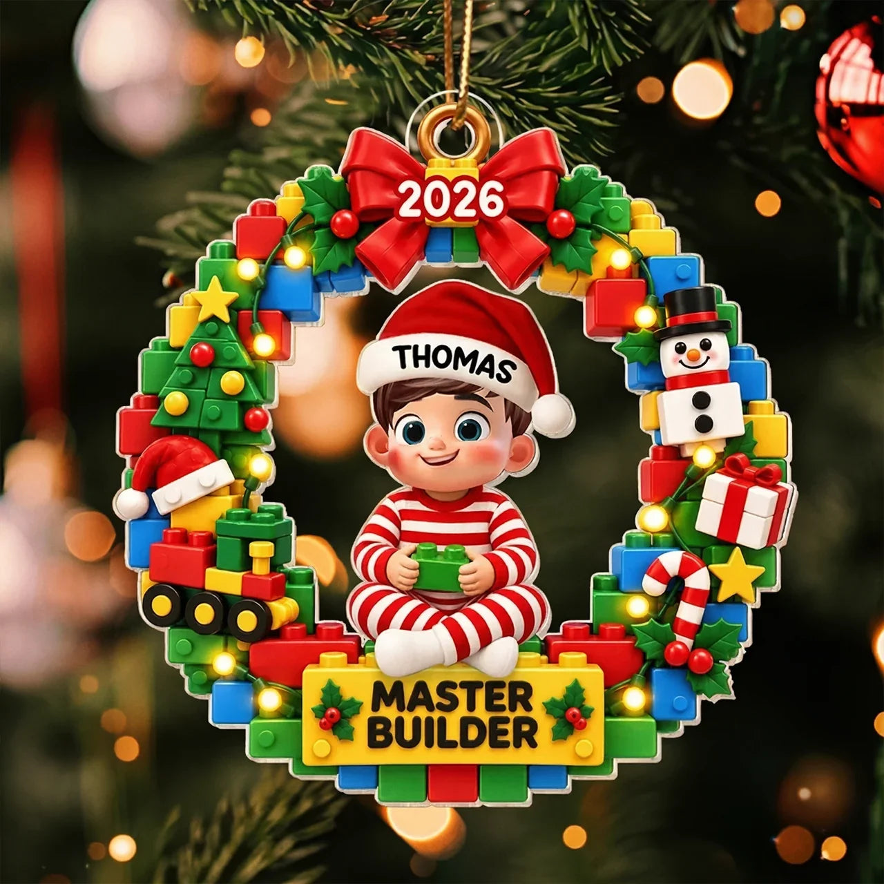 Personalized Acrylic Ornament Master Builder Gift for Kids