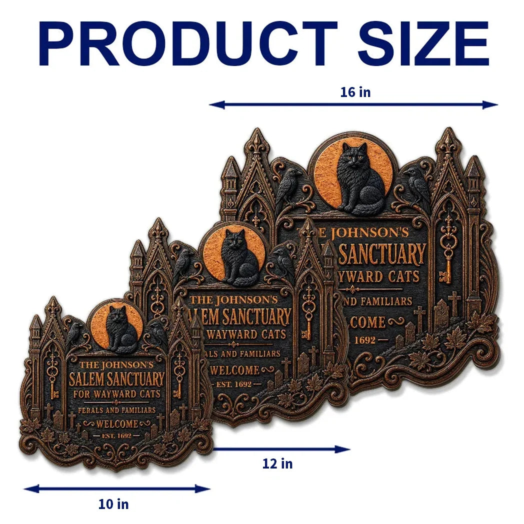 Personalized Haunted House Wooden Sign for Cat Lovers Gift