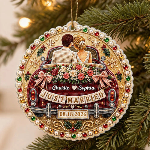 Personalized Acrylic Wedding Car Ornament Gift for Couple