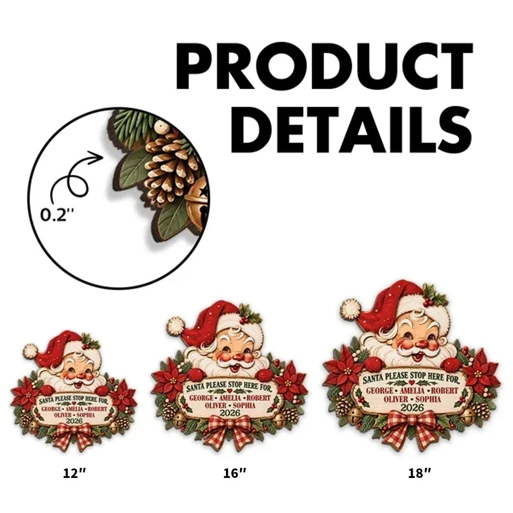 Personalized Vintage Santa Wooden Sign Family Message Christmas Gift