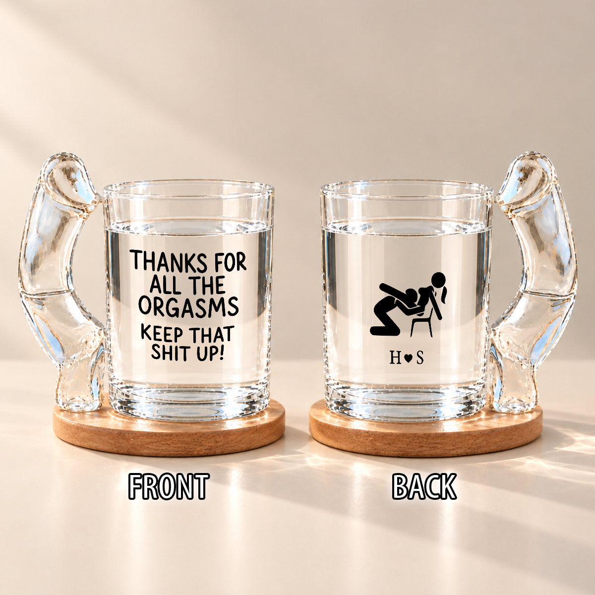 Personalized Glass Mug with Cheeky Quote for Couples Gift