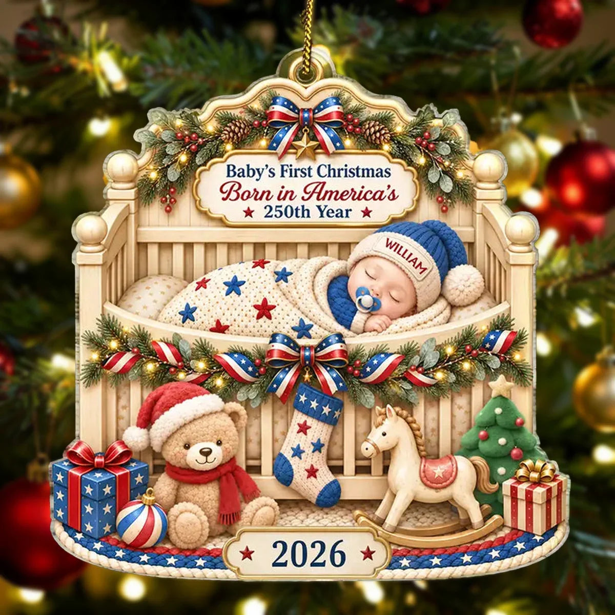 Personalized Baby's First Christmas Acrylic Ornament Custom Name Gift
