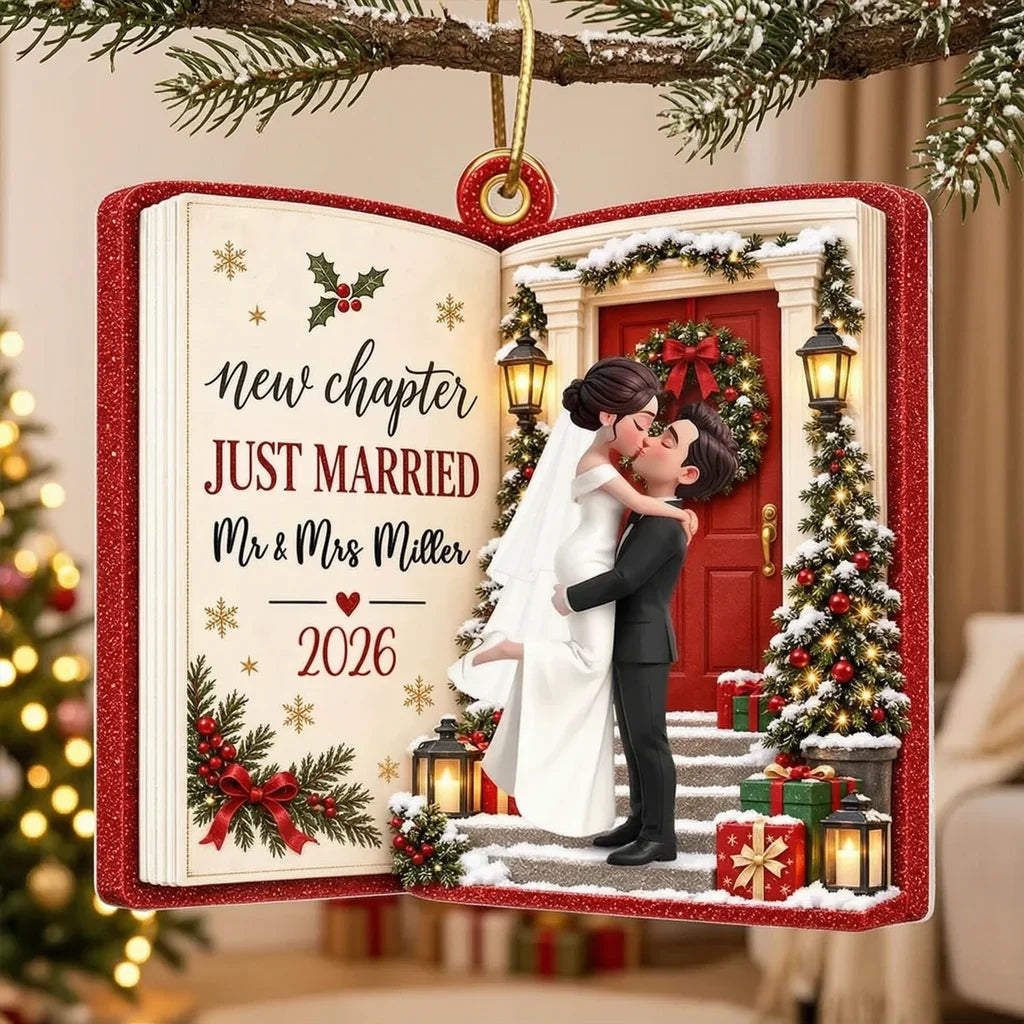 Personalized Acrylic Ornament Kissing Newlyweds Gift for Couple