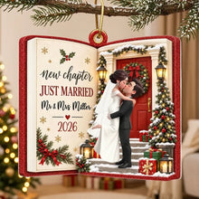 Load image into Gallery viewer, Personalized Acrylic Ornament Kissing Newlyweds Gift for Couple
