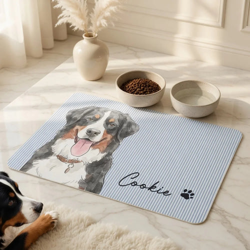Personalized Flannel Pet Mat Custom Watercolor Portrait Gift for Dog Lovers