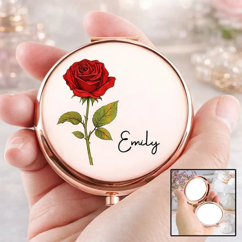 Personalized Metal Compact Mirror Custom Gift for Mom Sister