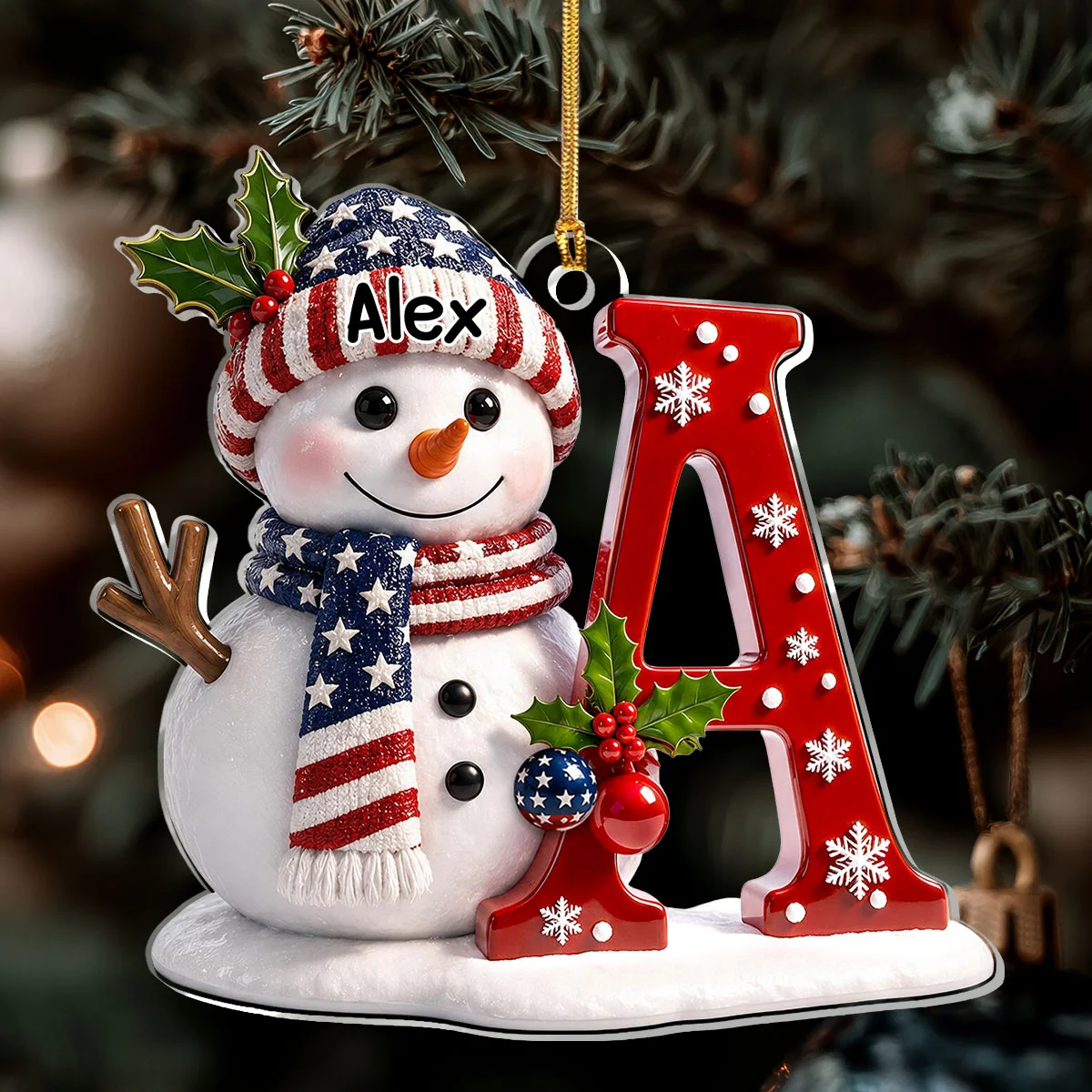 Personalized Snowman Acrylic Ornament Christmas Gift for Kids