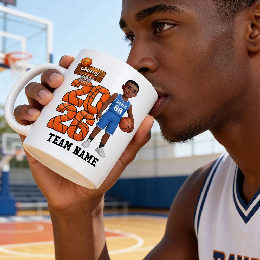 Custom Basketball Graduation Mug for Class of 2026 - Personalized Gift Cup MagicInPrints