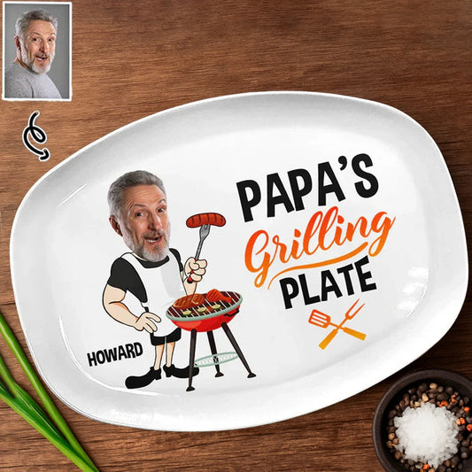 Personalized Grilling Plate for Dad with Custom Cartoon Design - Father's Day Gift Kitchen Supplies MagicInPrints