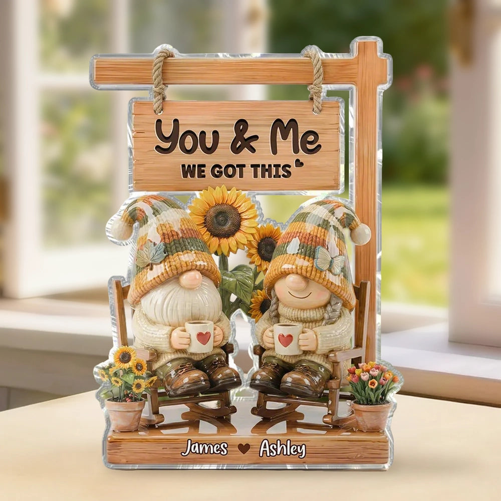Personalized Gnome Couple Figurine for Couples - Romantic Home Decor Gift Plaque MagicInPrints