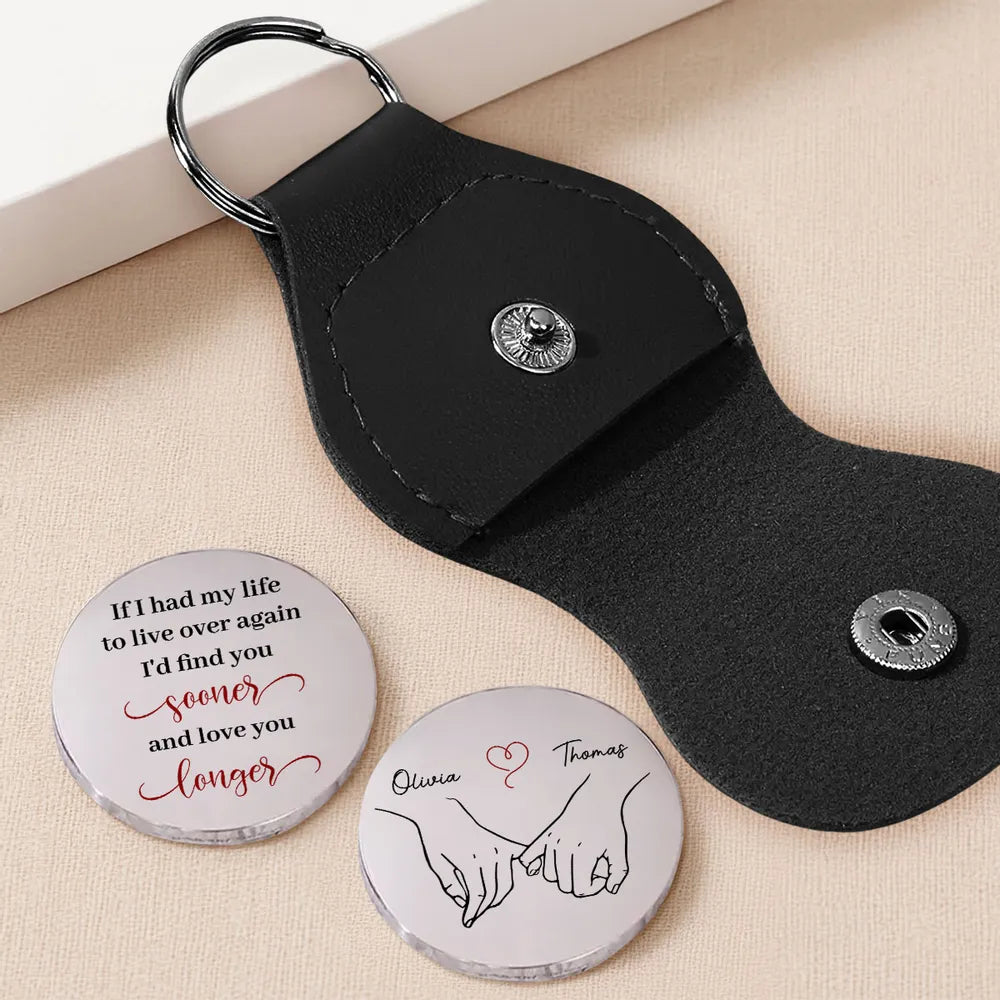 Personalized Leather Keychain for Couples with Engraved Message - Anniversary Gift Keychain MagicInPrints