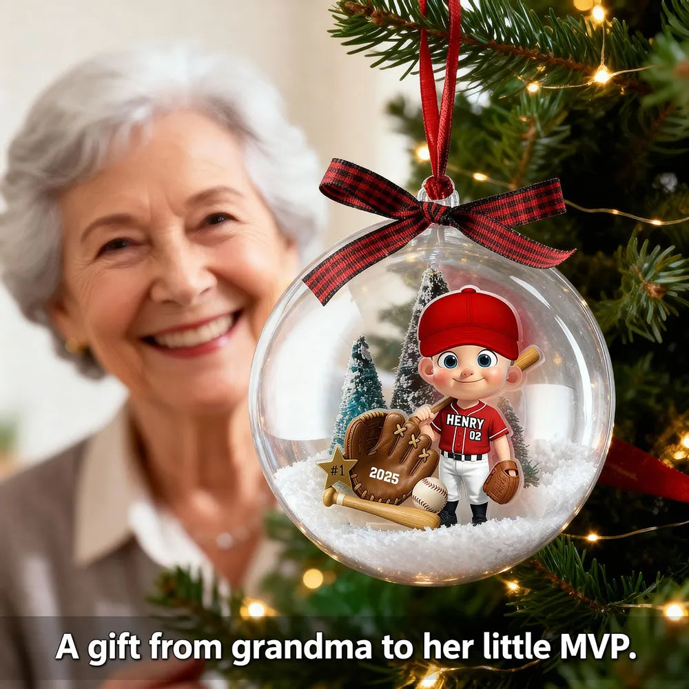 Personalized Baseball Christmas Ornament for Kids - Custom Name and Year Keepsake Ornament MagicInPrints
