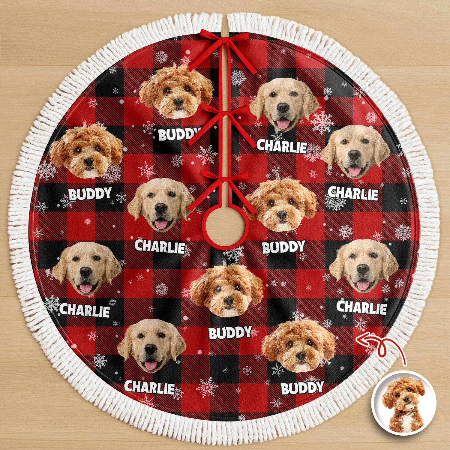 Custom Dog Photo Christmas Tree Skirt for Pet Lovers - Holiday Decor Doormat MagicInPrints