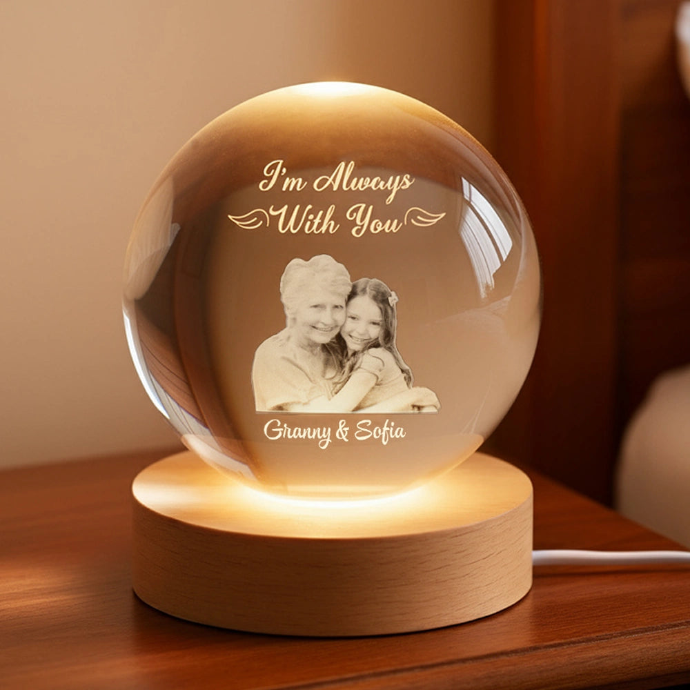 Personalized Photo Crystal Globe for Grandparents - Sentimental Gift for Family Lamp MagicInPrints
