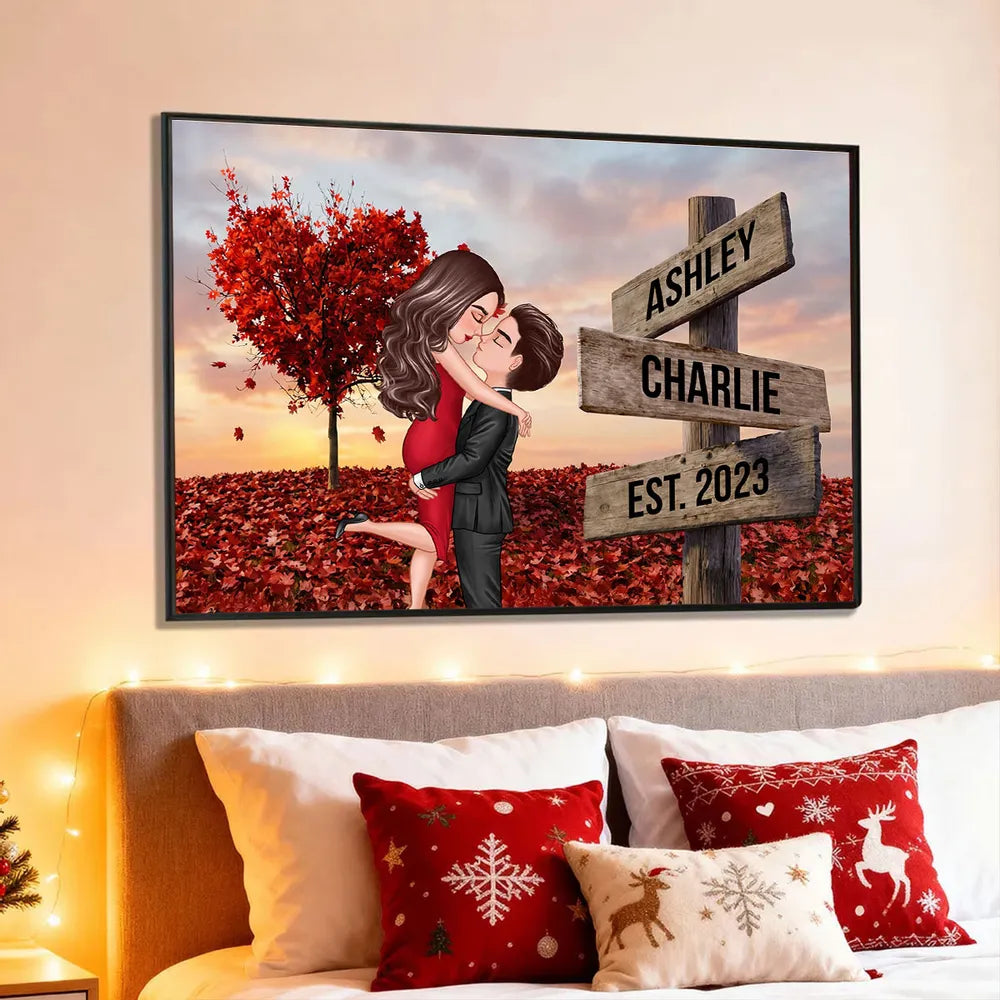 Personalized Couple Portrait Canvas for Romantic Gift - Anniversary or Wedding Keepsake Poster or Canvas MagicInPrints