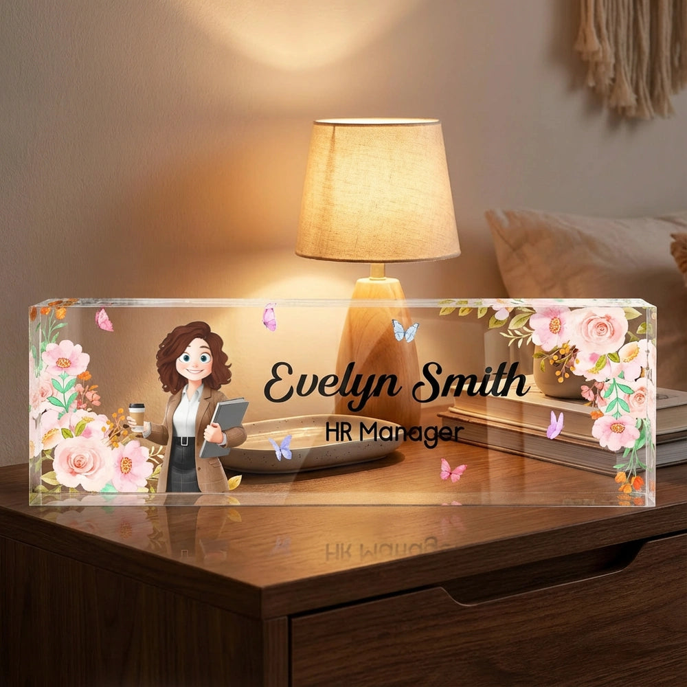 Personalized Acrylic Desk Name Plate for Professionals - Office Decor Gift Plaque MagicInPrints