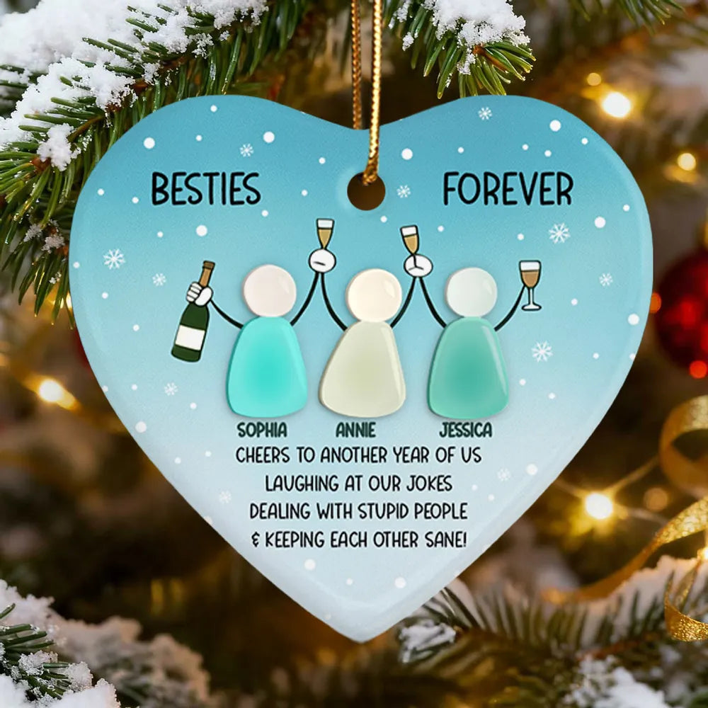 Personalized Heart Ornament for Friends - Besties Forever Keepsake Ornament MagicInPrints
