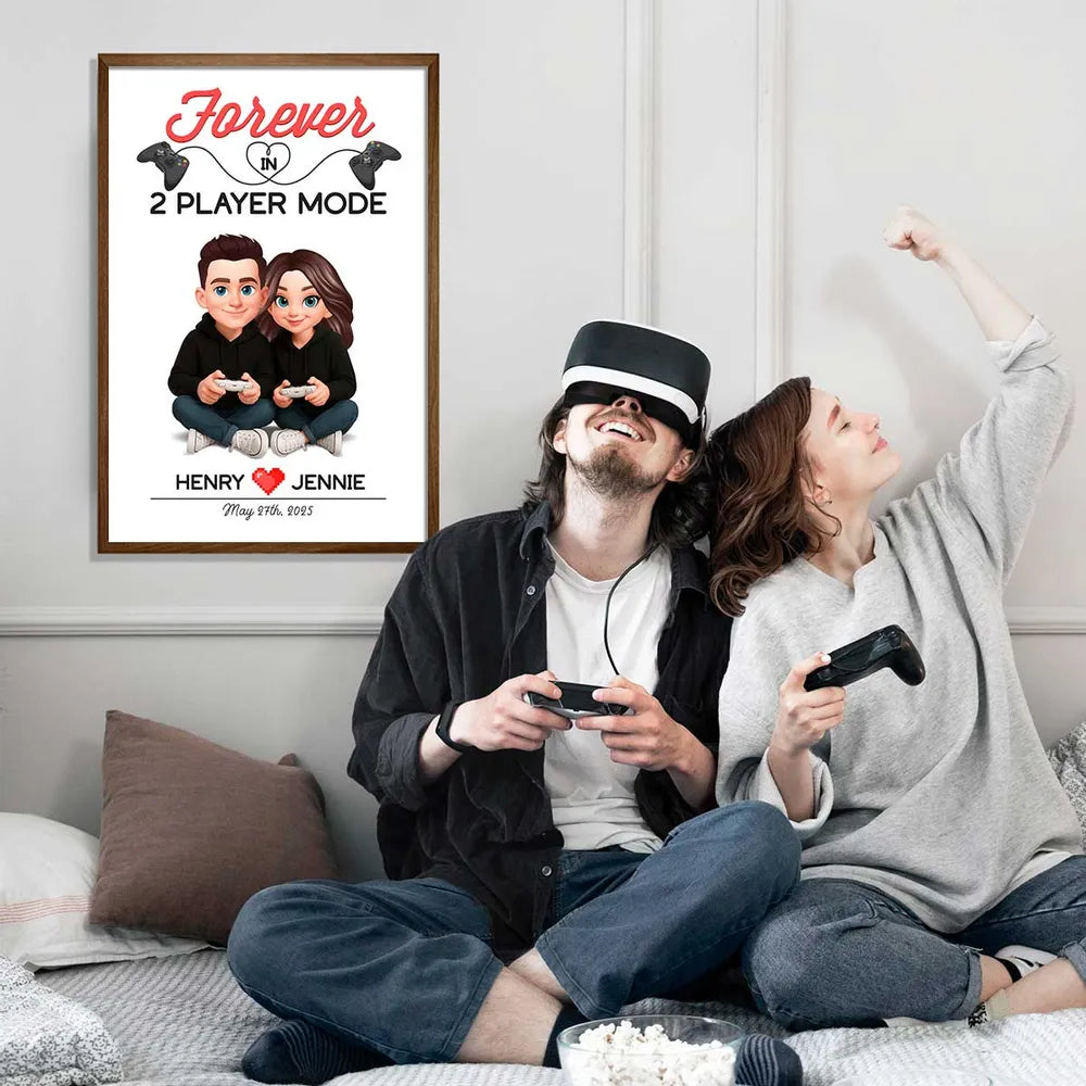 Custom Couple Gamer Poster for Gamers - Romantic Gift for Anniversary Poster or Canvas MagicInPrints