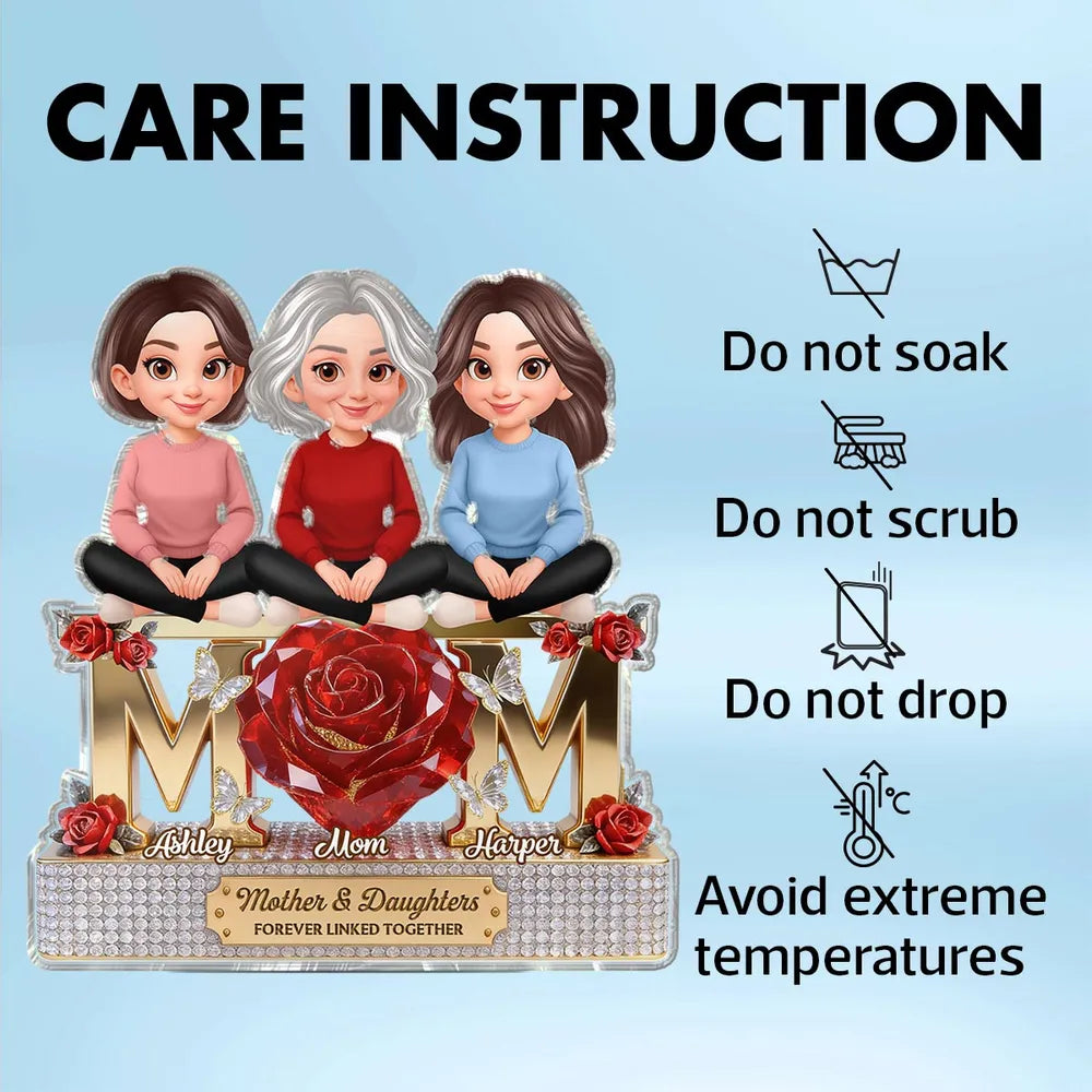 Custom Mother & Daughters Figurine Gift - Sentimental Keepsake for Family Bond Plaque MagicInPrints