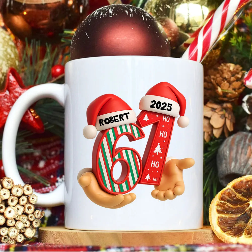 Personalized Christmas Mug for Kids - Santa Hat Design with Name and Year Cup MagicInPrints