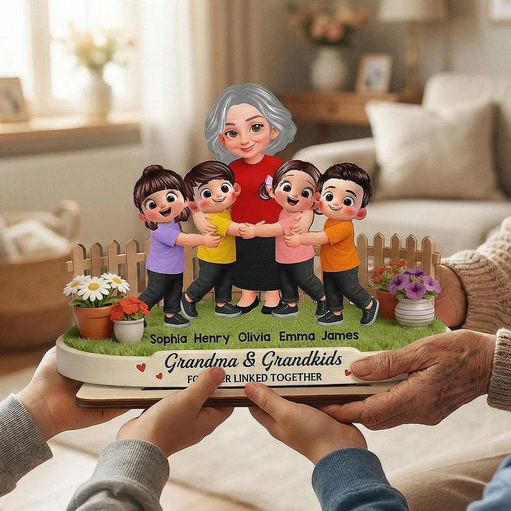 Personalized Family Figurine for Grandma - Custom Names & Characters Plaque MagicInPrints