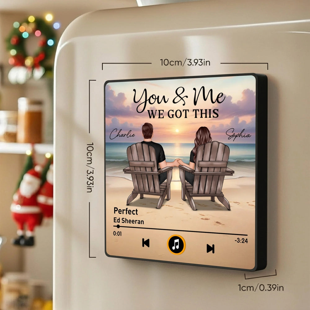 Personalized Music Plaque for Couples with Beach Scene - Romantic Gift Fridge Magnet MagicInPrints