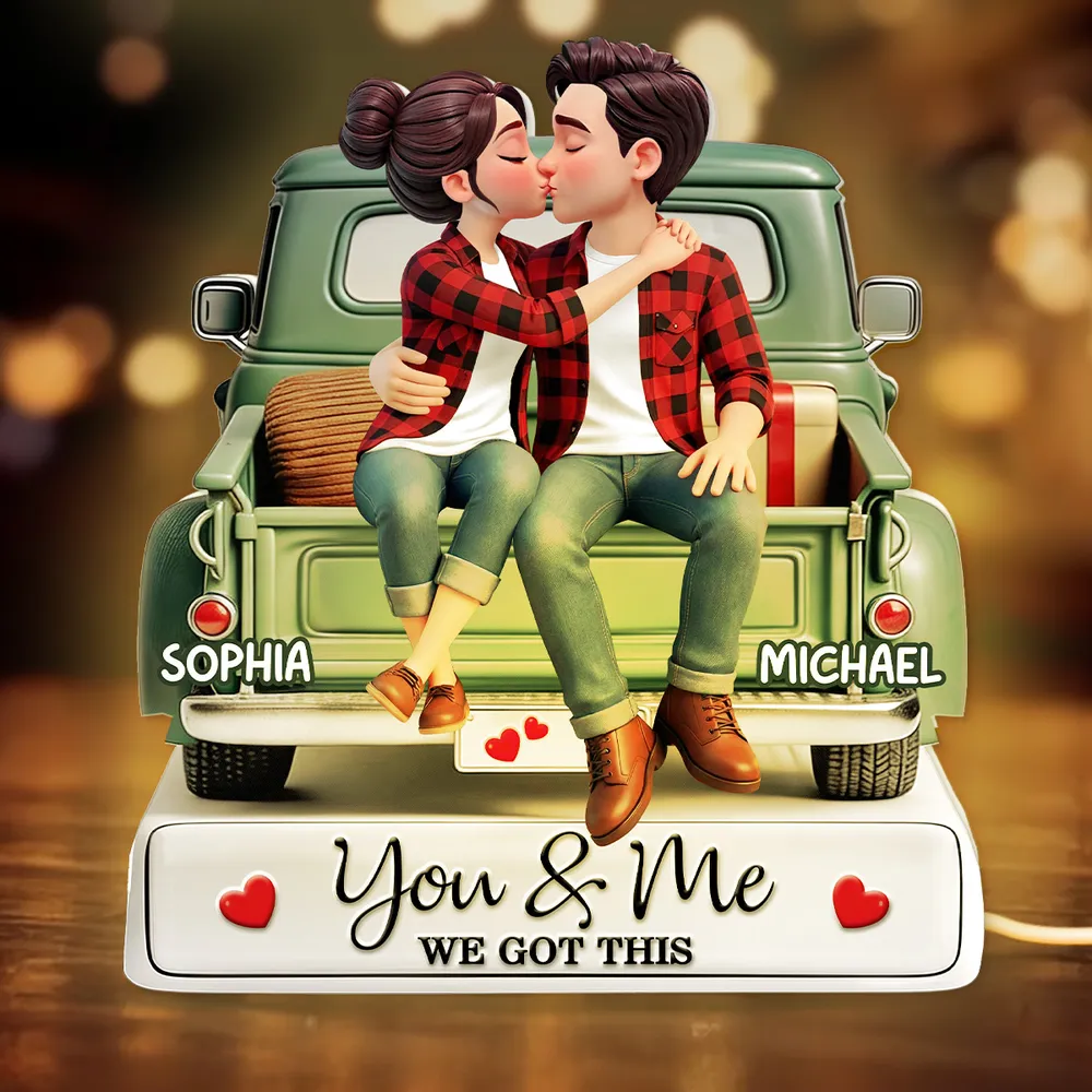Personalized Couple Figurine Romantic Gift with LED Light - Anniversary or Valentine's Day Plaque MagicInPrints