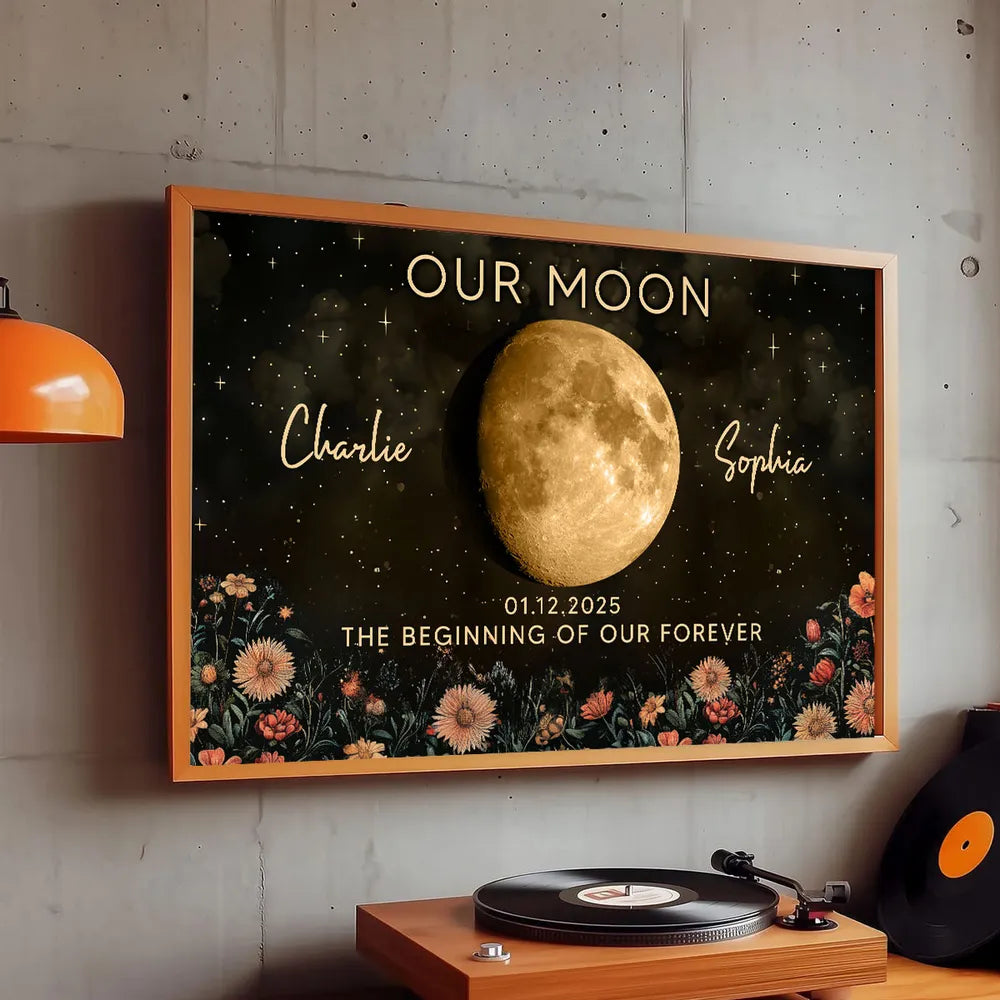 Personalized Moon Phase Canvas Art for Couples - Anniversary Gift Poster or Canvas MagicInPrints