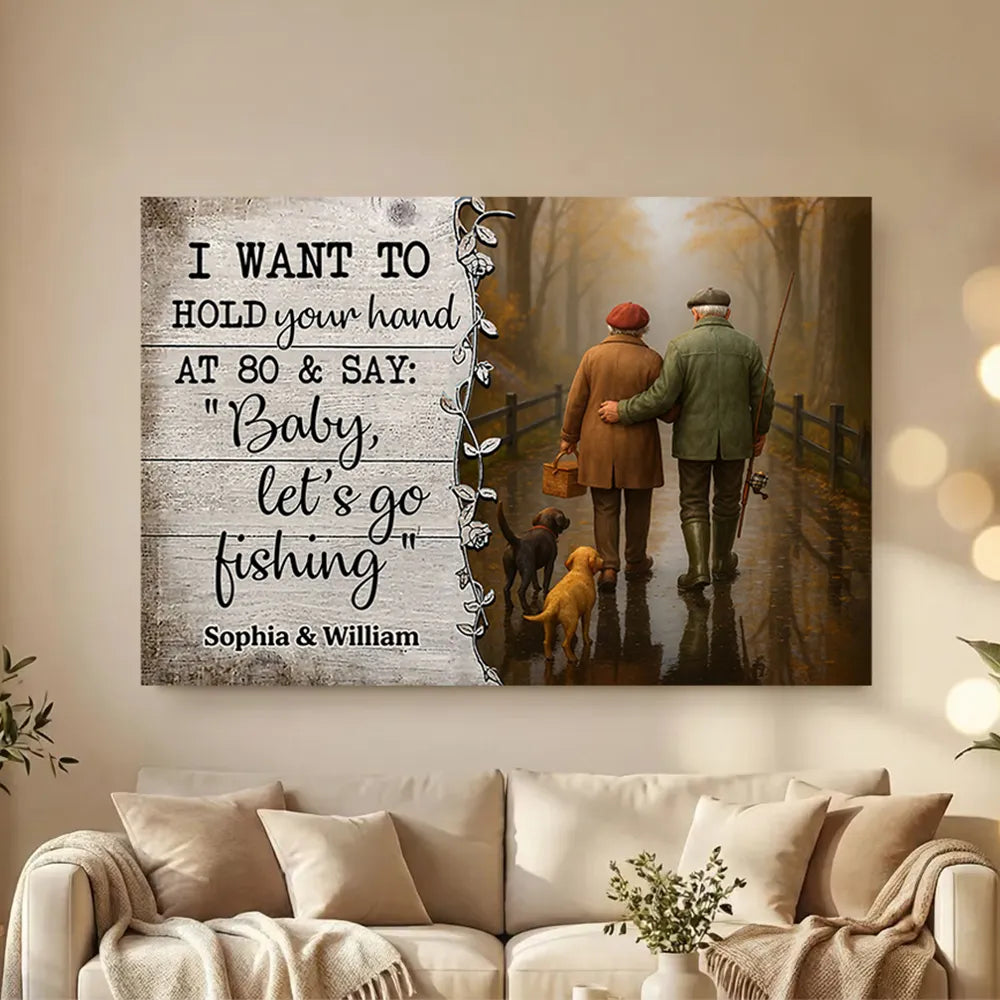 Personalized Couple Fishing Canvas Art for Seniors - Sentimental Anniversary Gift Poster or Canvas MagicInPrints