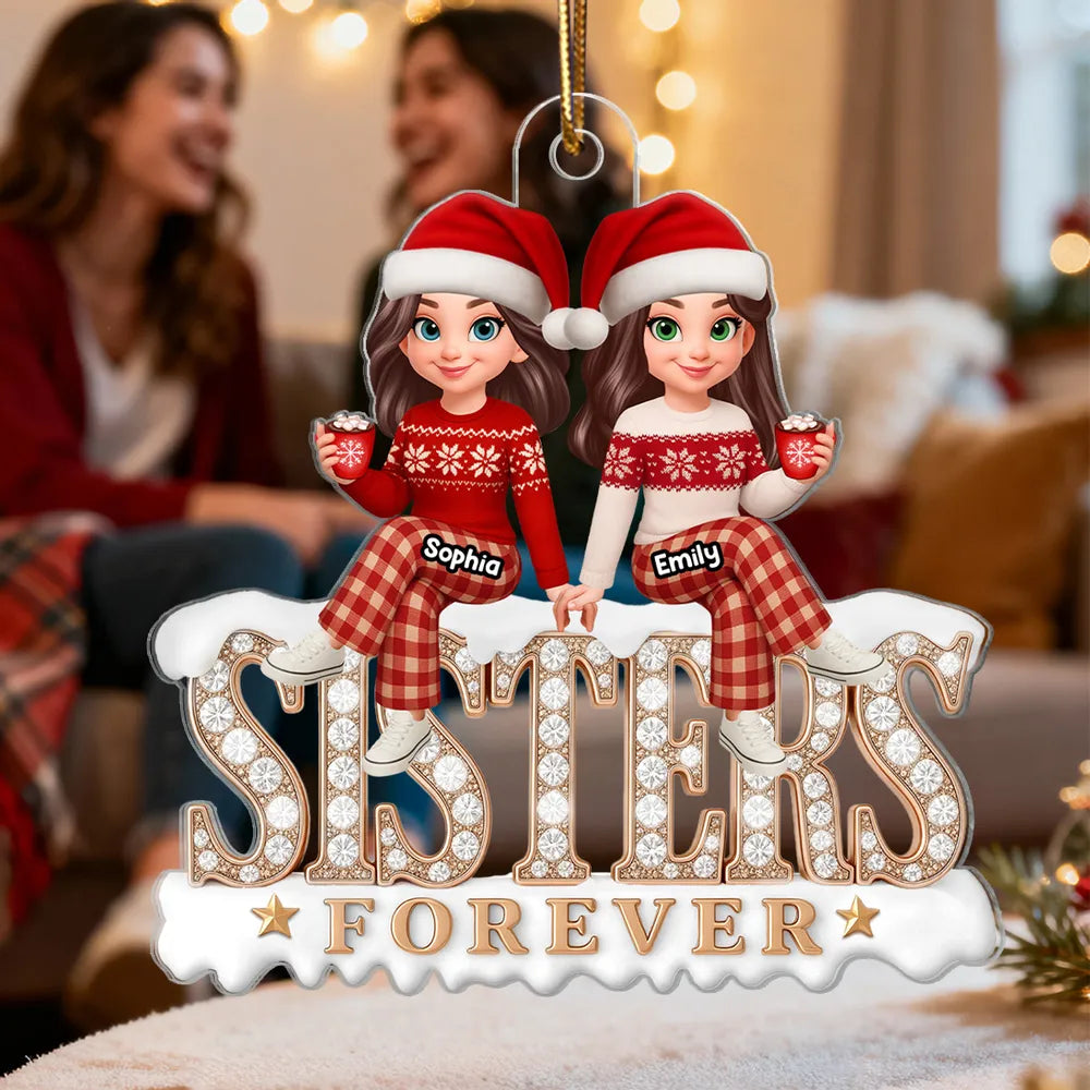 Personalized Sisters Forever Christmas Ornament - Custom Names Holiday Gift Ornament MagicInPrints