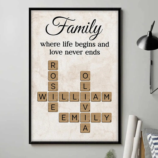 Personalized Family Name Crossword Wall Art for Home Decor - Sentimental Gift Poster or Canvas MagicInPrints