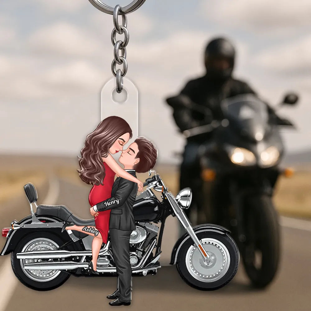 Personalized Couple Keychain for Bikers - Romantic Gift Keychain MagicInPrints
