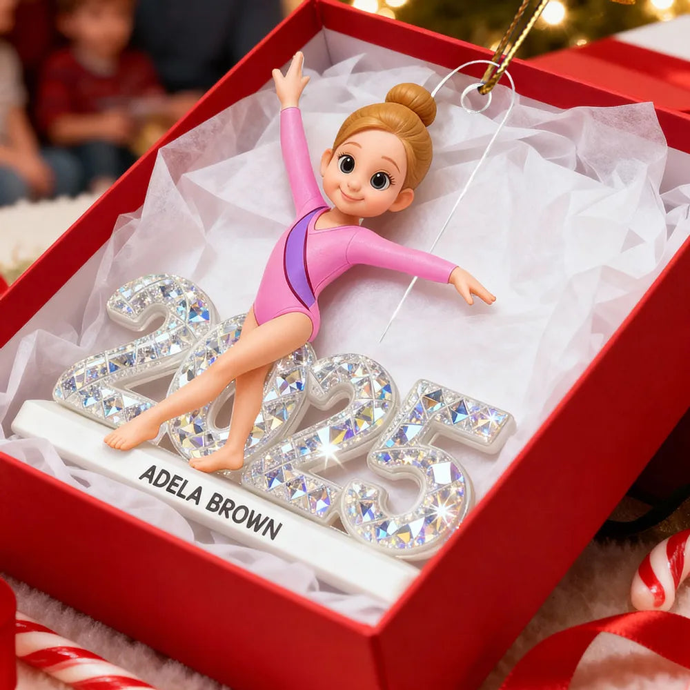 Personalized Gymnastics Christmas Ornament for Kids - 2025 Holiday Decoration Ornament MagicInPrints