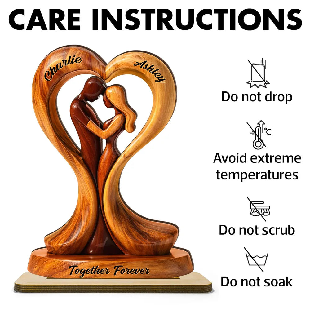 Personalized Wooden Couple Sculpture for Couples - Romantic Gift for Anniversary Plaque MagicInPrints
