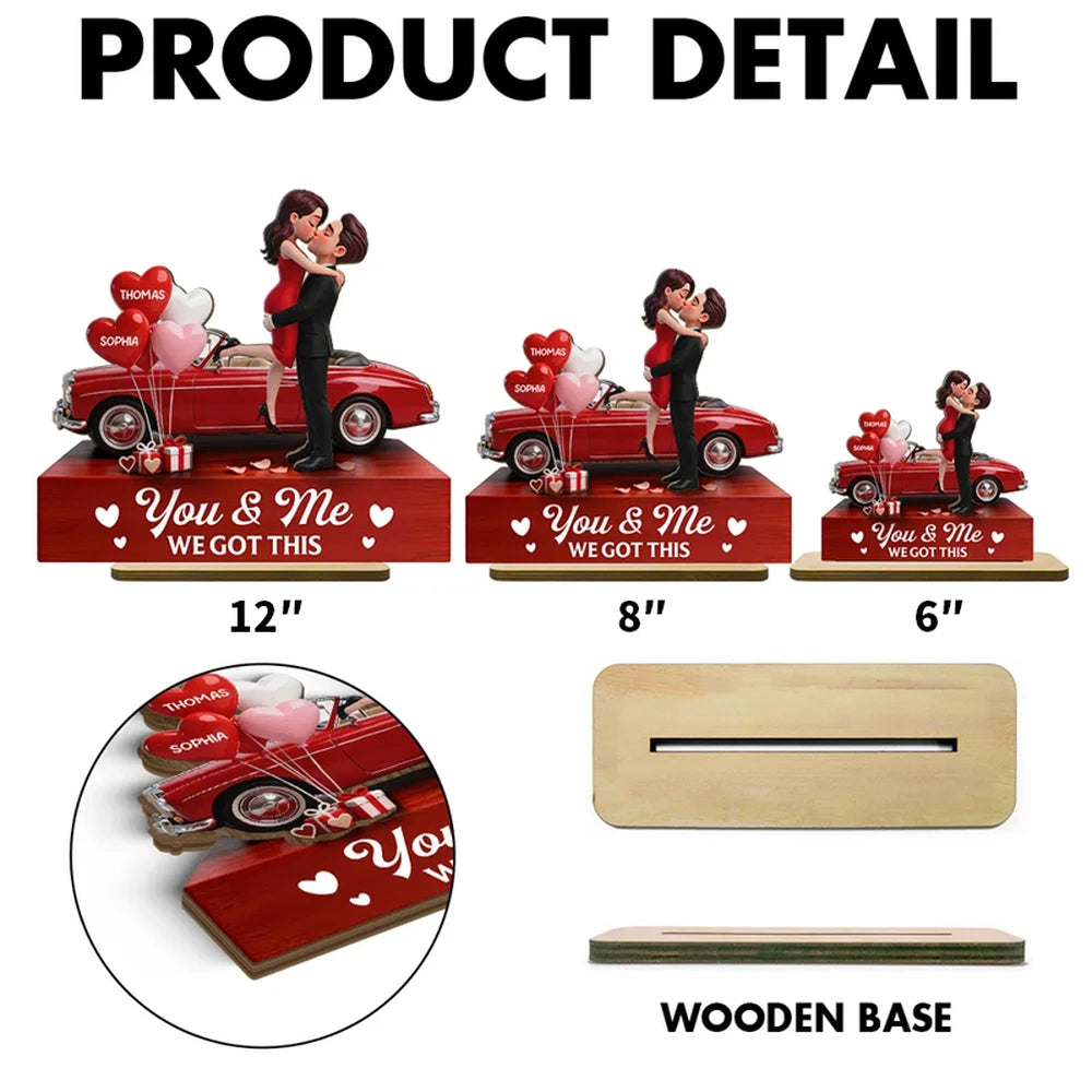 Personalized Couple Figurine Romantic Car Scene - Anniversary Gift Plaque MagicInPrints