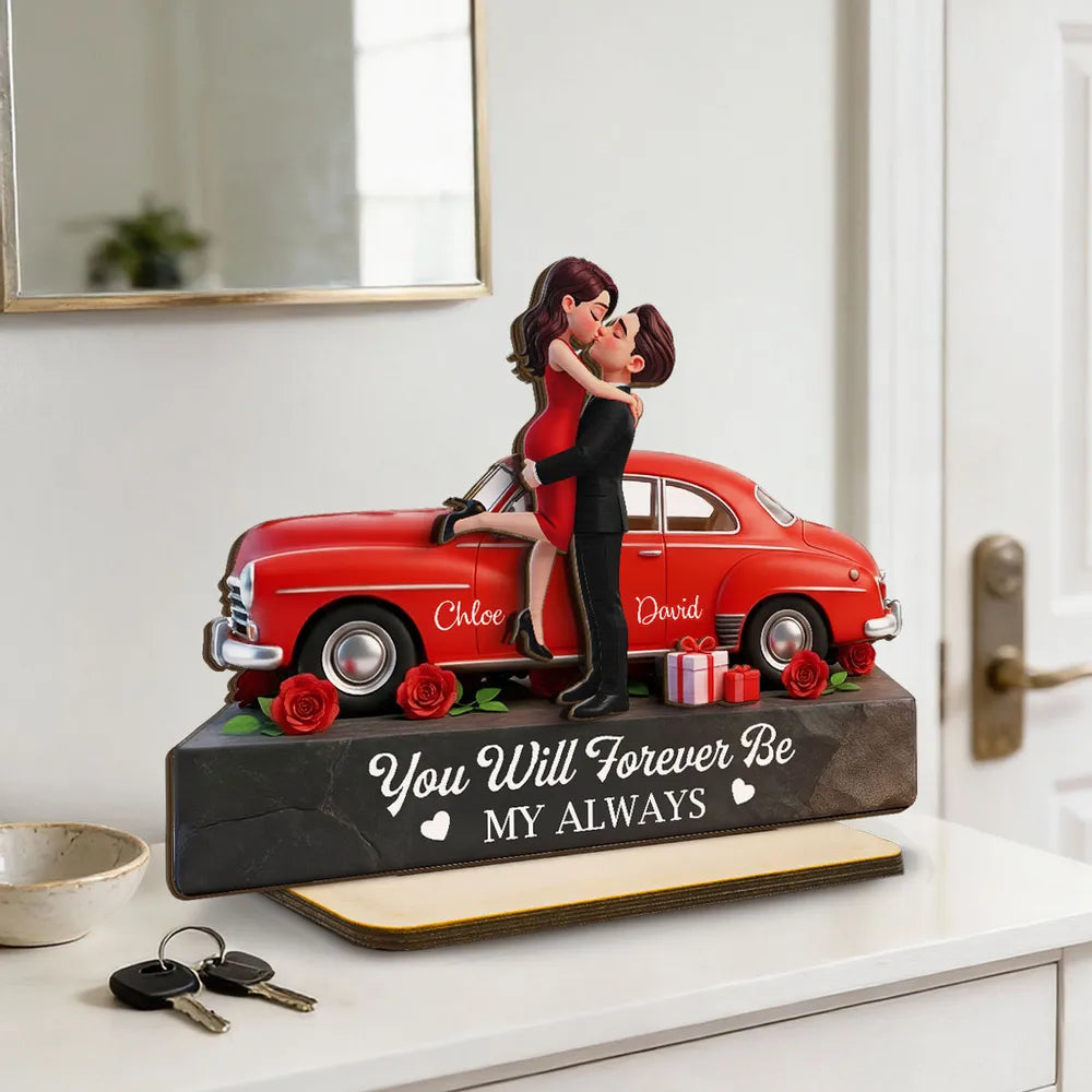 Personalized Romantic Couple Figurine with Car - Anniversary Gift Plaque MagicInPrints