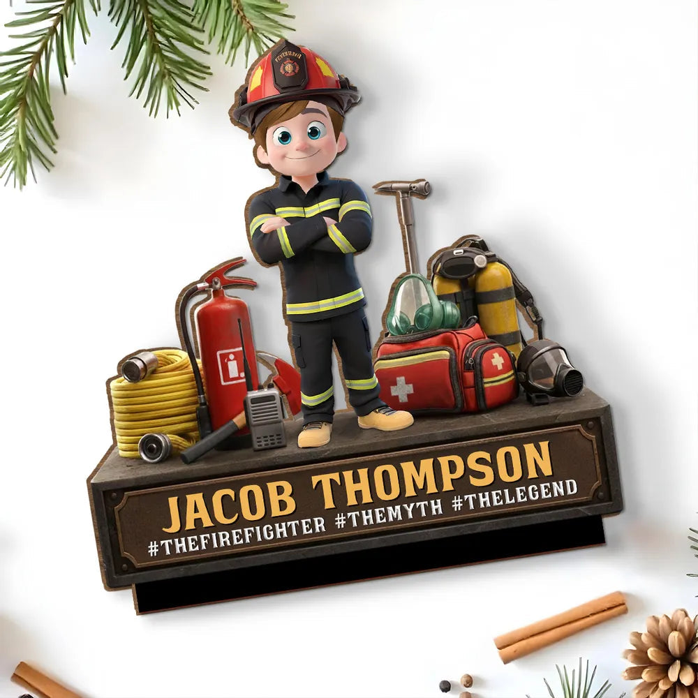 Personalized Firefighter Figurine for Kids - Custom Hero Display Plaque MagicInPrints