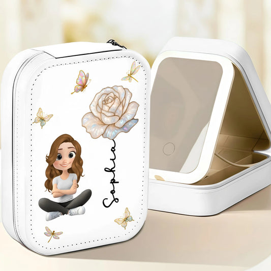 Personalized Makeup Case for Girls with Mirror - Cute Design with Name Beauty Tools MagicInPrints