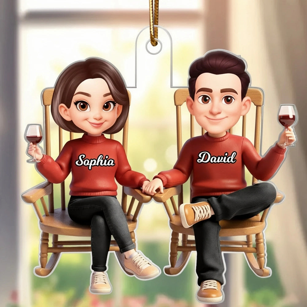 Personalized Couple Ornament for Wine Lovers - Anniversary Gift Ornament MagicInPrints