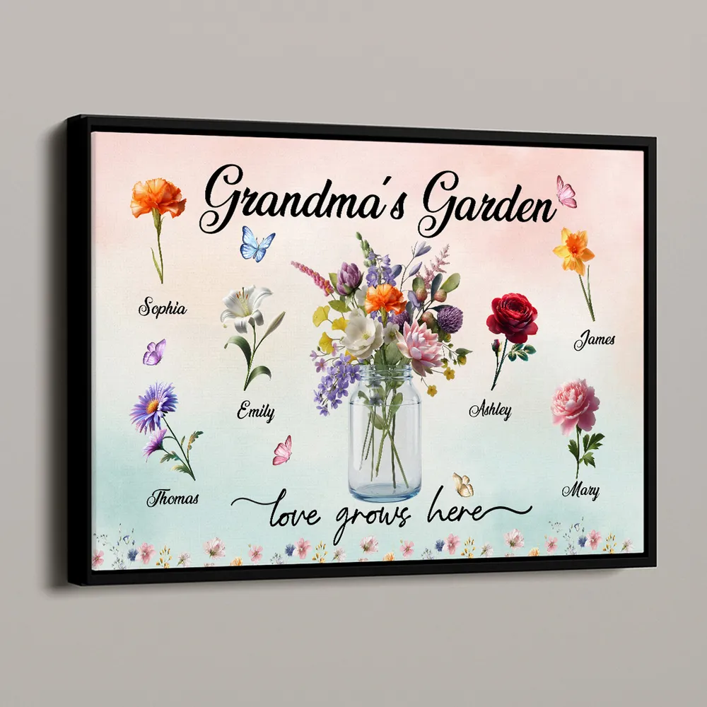 Personalized Floral Canvas Art for Grandma - Custom Family Names Poster or Canvas MagicInPrints