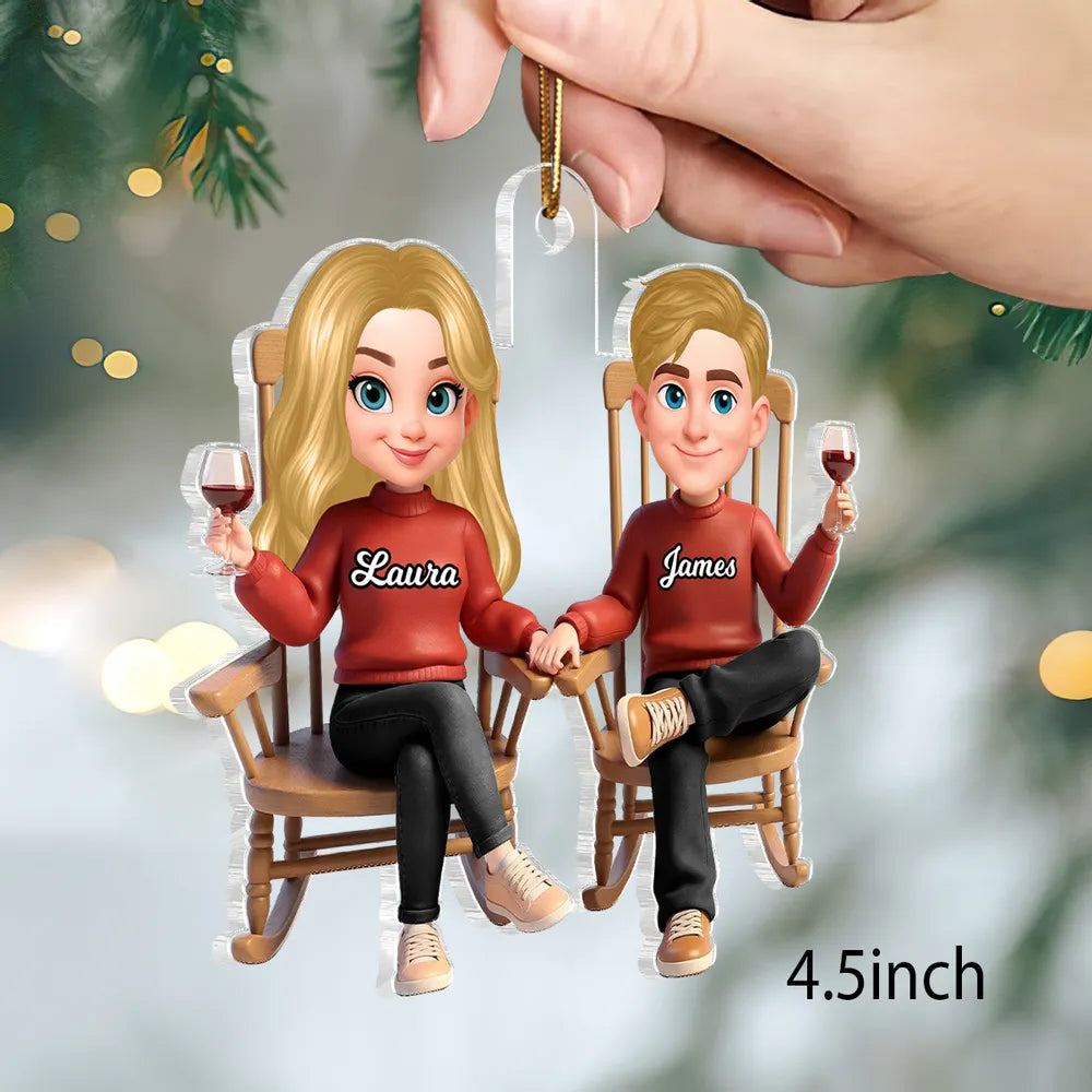 Personalized Couple Ornament for Wine Lovers - Anniversary Gift Ornament MagicInPrints