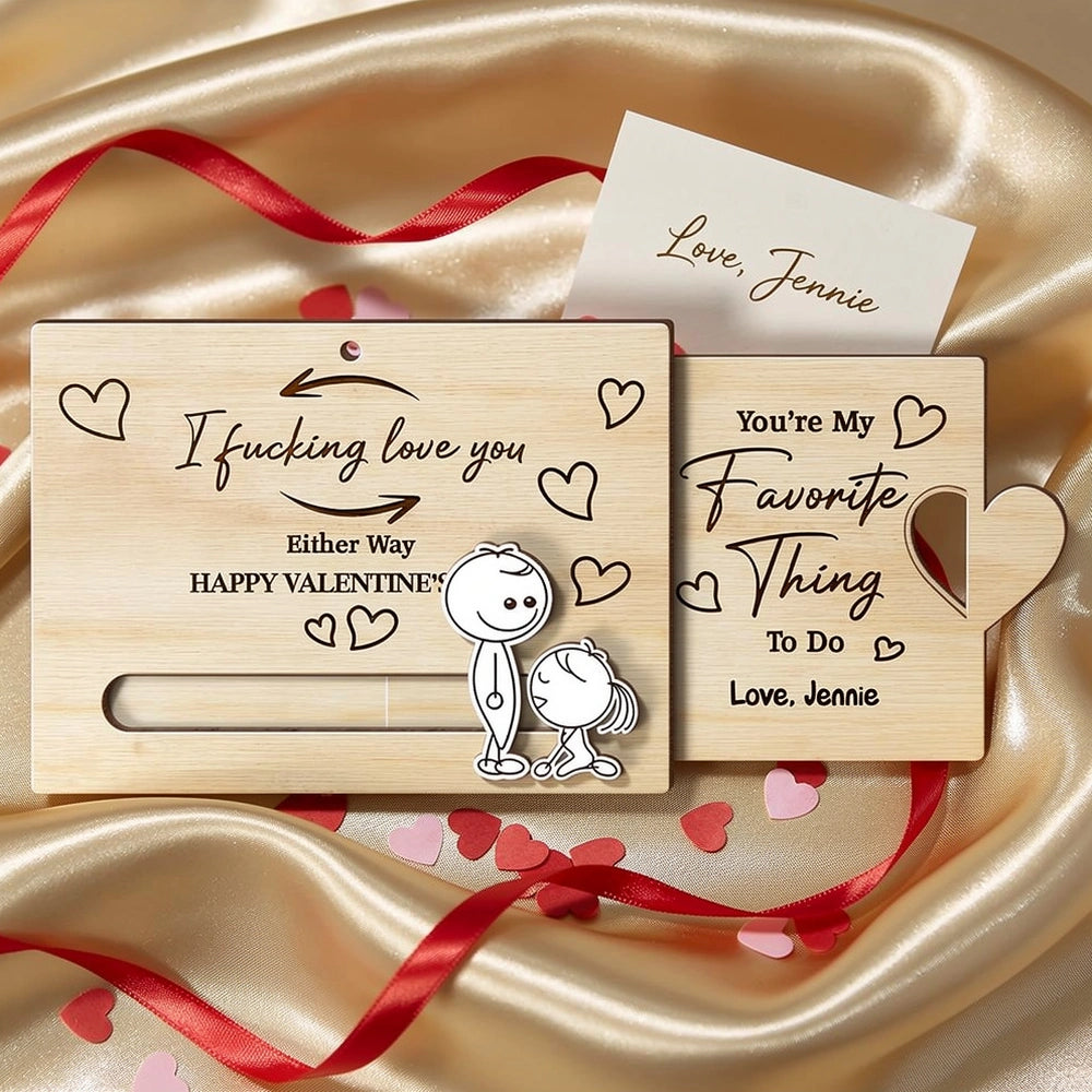 Personalized Wooden Valentine's Card for Couples - Romantic Gift Ornament MagicInPrints