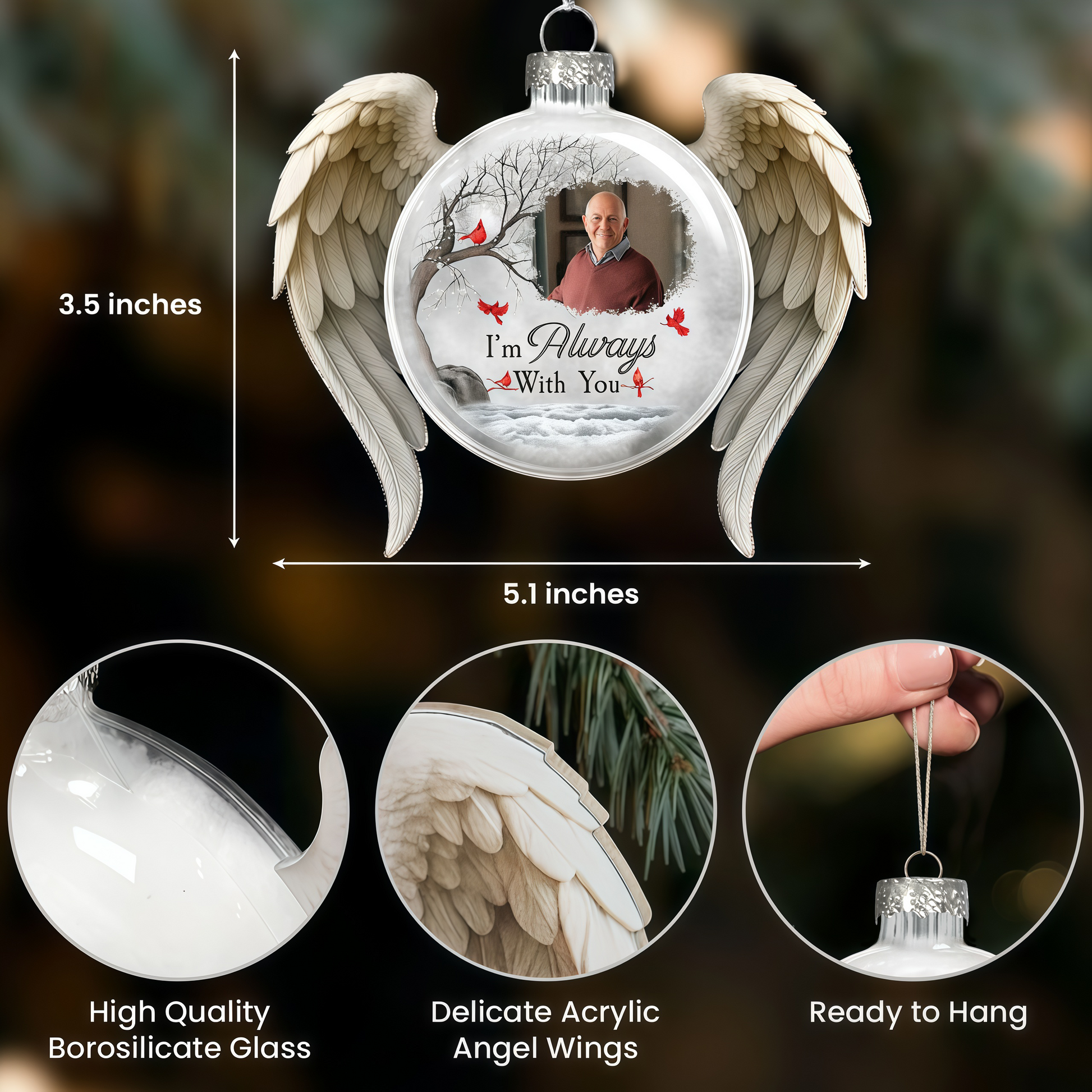 Personalized Memorial Christmas Ornament with Angel Wings - Sentimental Holiday Keepsake Ornament MagicInPrints