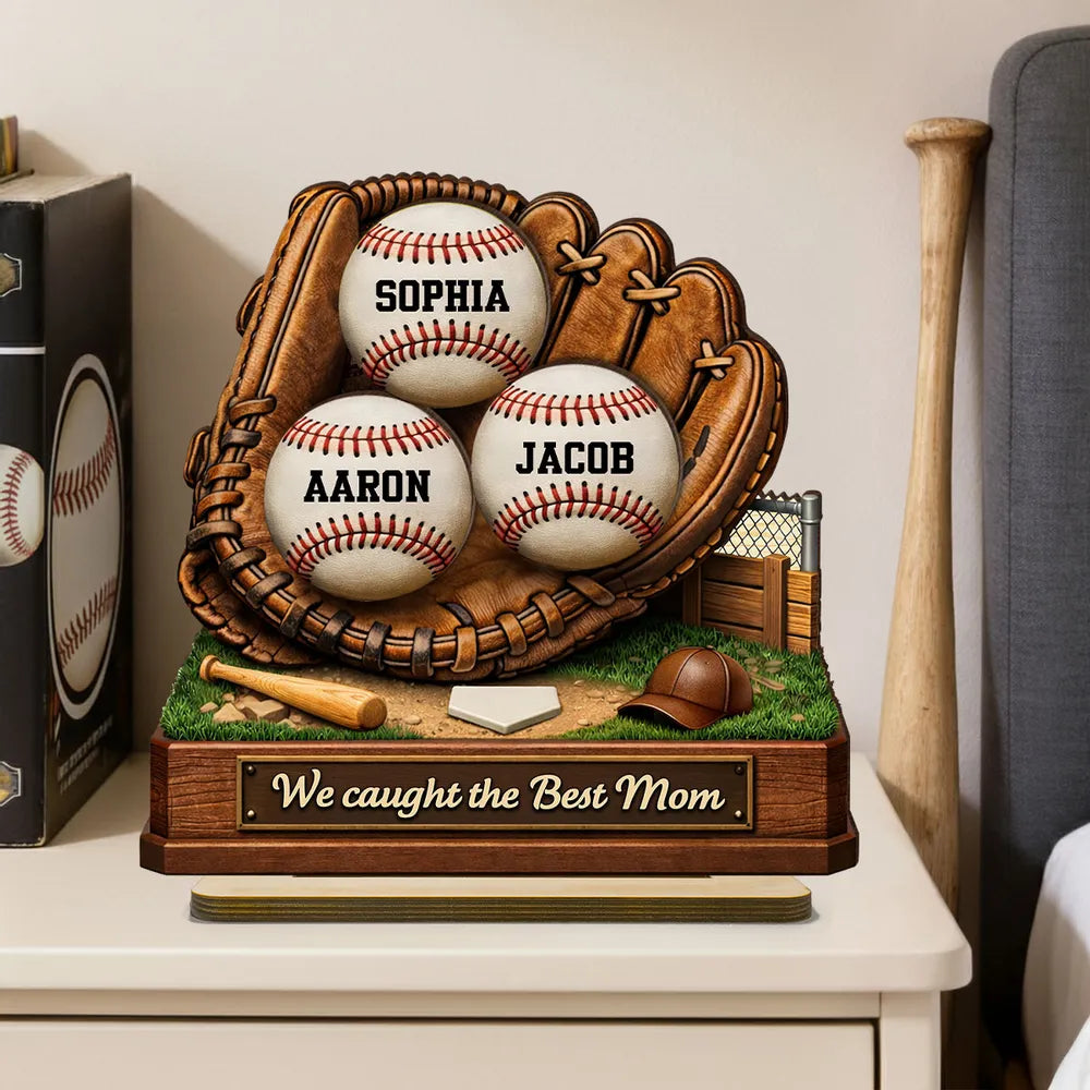 Personalized Baseball Glove Display for Mom - Mother's Day Gift Plaque MagicInPrints