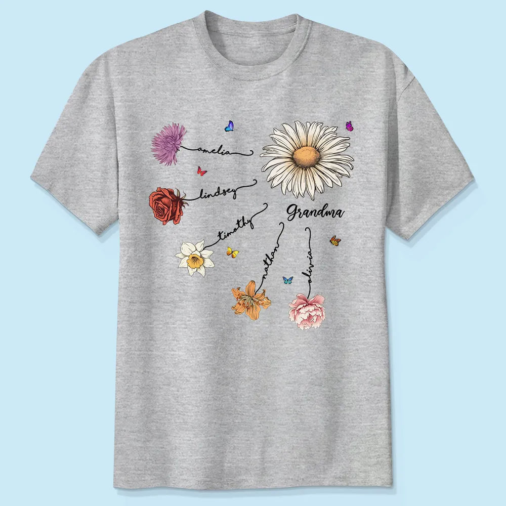 Personalized Family Flower Sweatshirt for Grandma - Sentimental Gift Cloth MagicInPrints
