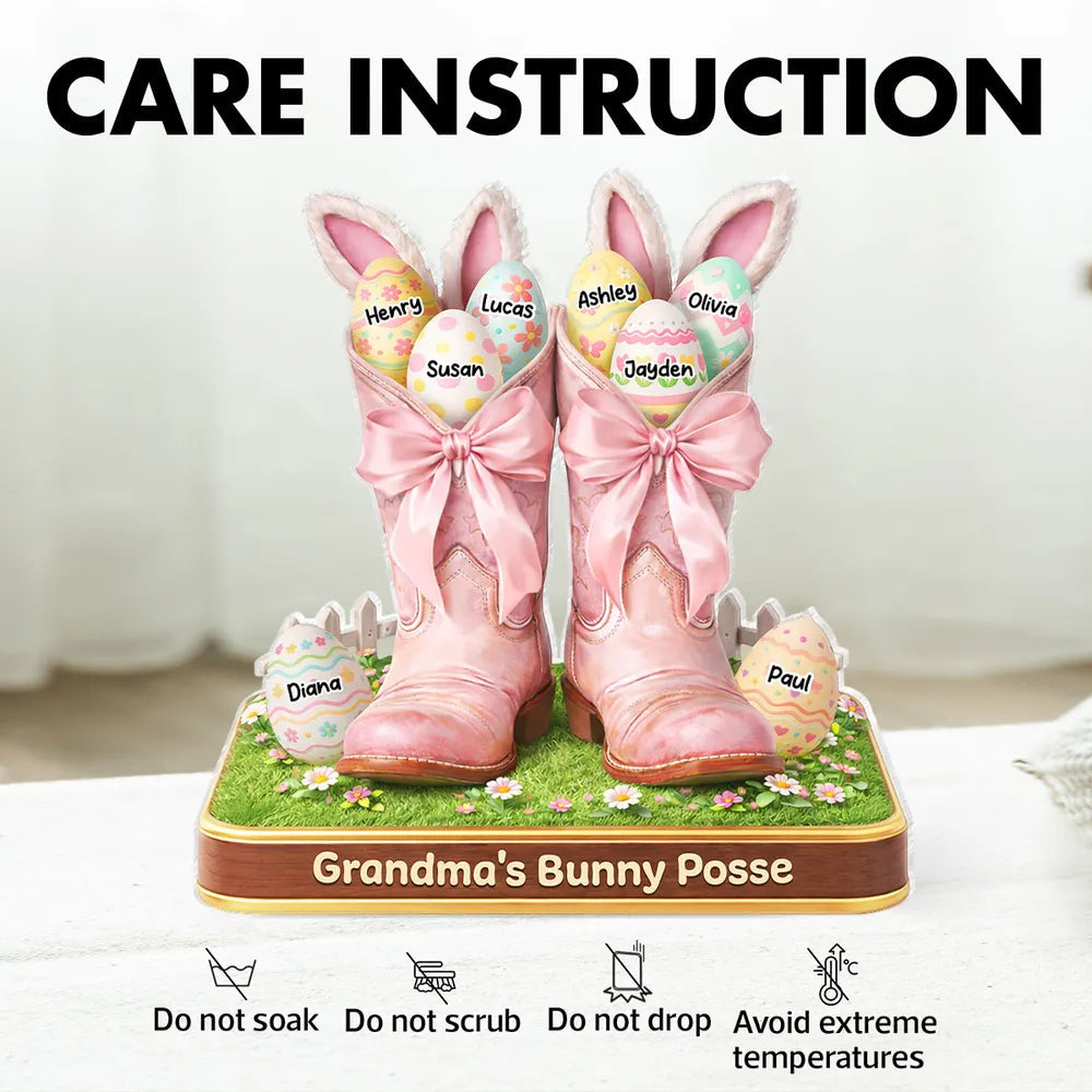 Personalized Easter Bunny Boot Decor for Grandma - Custom Names Gift Plaque MagicInPrints